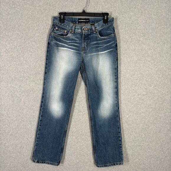 VTG Express Jeans Womens Size 7/8S Low Rise Bootcut Faded Whiskers Cotton Skater - Picture 1 of 12